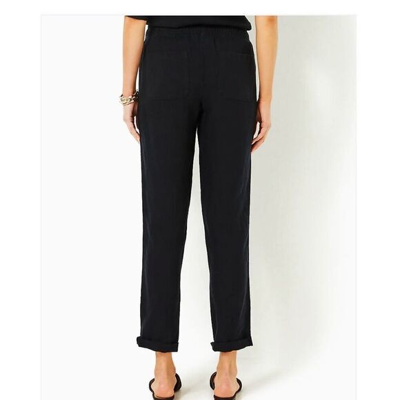 Lilly Pulitzer Taron Linen drawstring pant size xs black - Picture 3 of 13